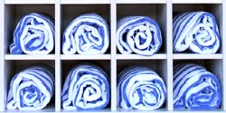Folded laundry arranged for on-premise operations